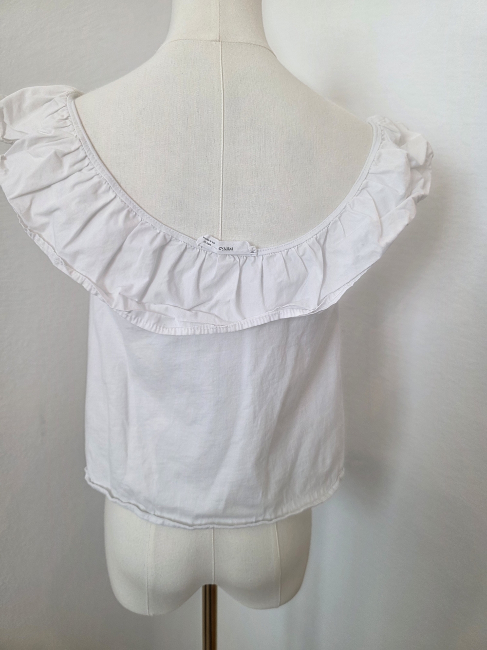 Mango White Ruffle Off-Shoulder Tank Top - Picture 4 of 5